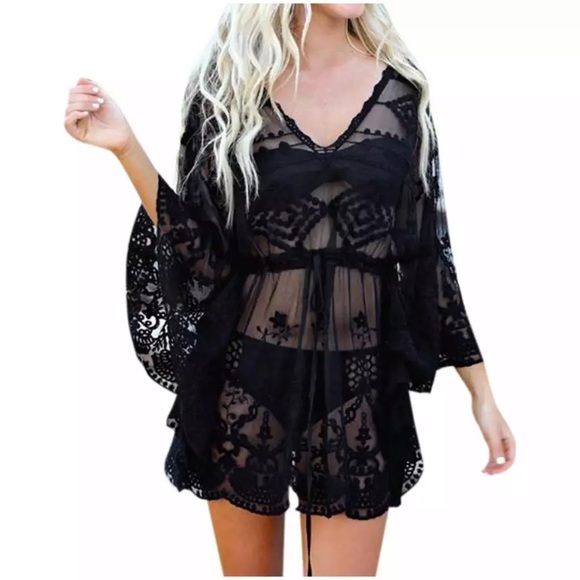New! Black Lace Kimono - Picture 2 of 8